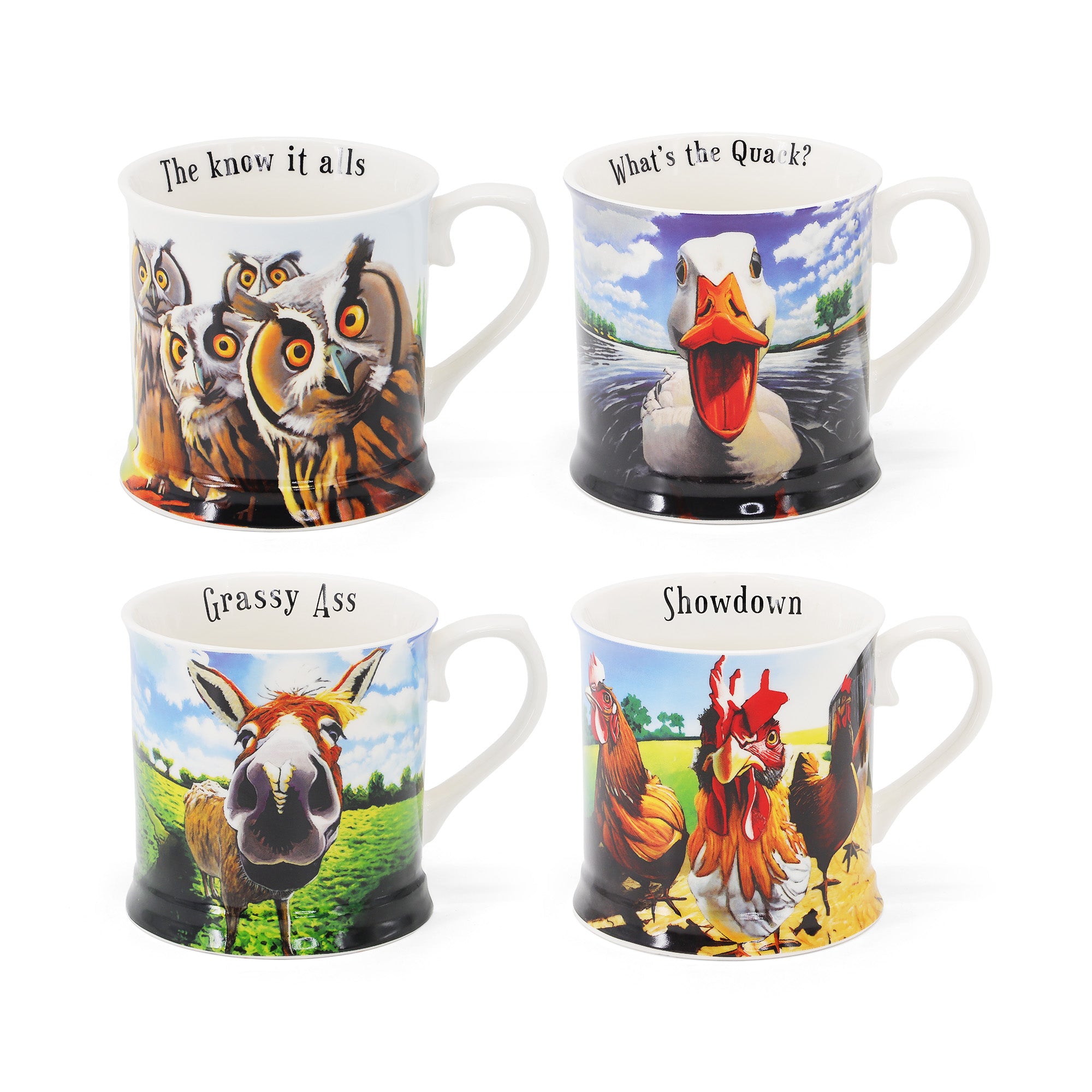 NEW Beyond The Herd Set Of 4 Tankards (Know It Alls What's The Quack? Grassy Ass Showdown