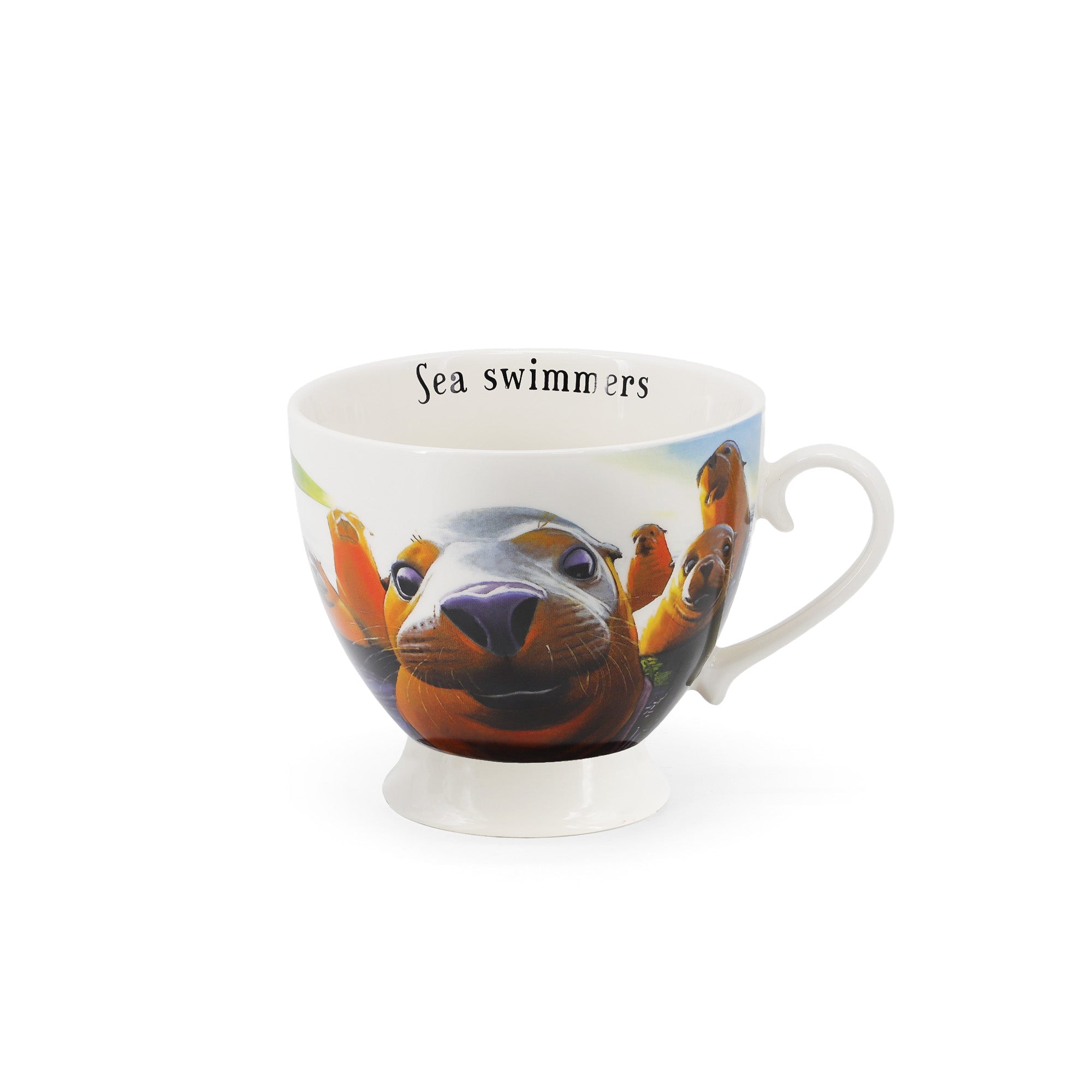 NEW Beyond The Herd Set Of 2 Cappuccino Mugs (What's The Quack?,  Sea Swimmers)